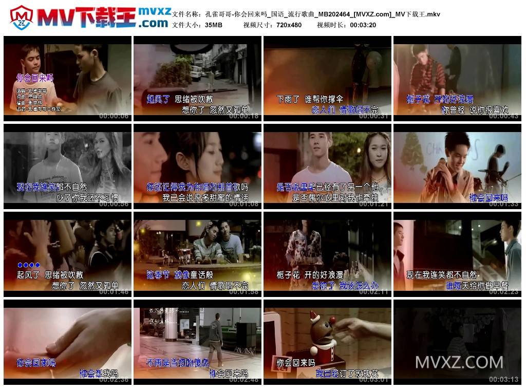 孔雀哥哥-你会回来吗_国语_流行歌曲_MB202464